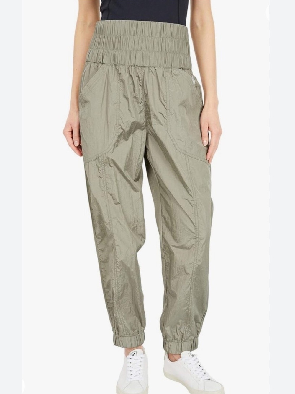 Free People Movement On the Way Home Herbalicious Green Elastic Joggers Size XS